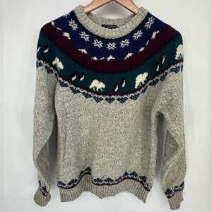 Vintage Woolrich Fair Isle Penguin Polar Bear Sweater Women’s Large Wool Blend